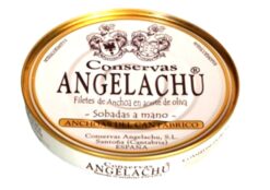 Filets d'anchois confits boite ronde - Angelachu - Conserves de filets d'anchois de Santoña - Cantabrie