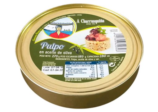 Poulpe à l'huile d'olive 280g - crustacés et fruits de mer - produits de Galice Espagne
