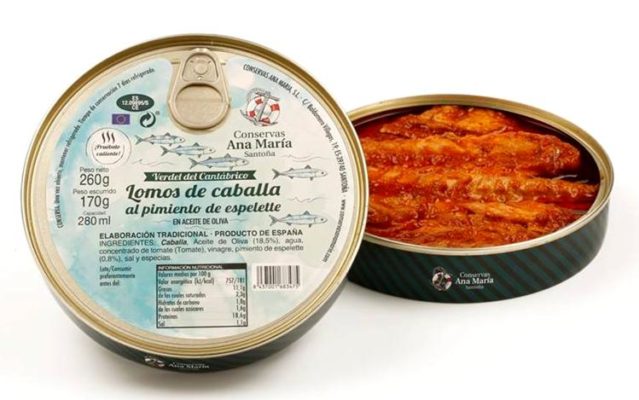 Boite de maquereaux au piment d'Espelette - Conserves Ana Maria - Conserves de la mer de Cantabrie Espagne